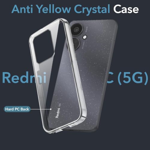 Image of Jkobi Lifetime Anti-Yellow Clear Back Case Cover for Redmi 13C 5G (Sleek Hard Crystal | Shockproof and Camera Protection)
