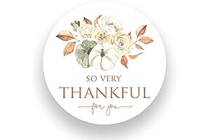 2" Round Rustic Floral Pumpkin Thank You Stickers for Small Business Owners