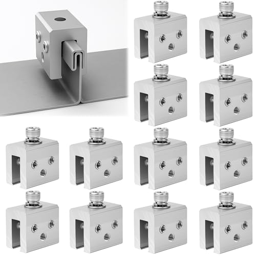 Mindoub 12 PCS Metal Roof Panel Clamps for Standing Seam Roofs Non-Penetrating Aluminum Brackets with Stainless Steel Screws for Solar Racking Systems Snow Guards and Heat Cables U-Shaped Base