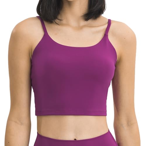 Image of Women's Strappy Stretch Sports Bra Longline Yoga Tank Top Fitness Bra Workout Camisole Crop Tops for Teen Girl
