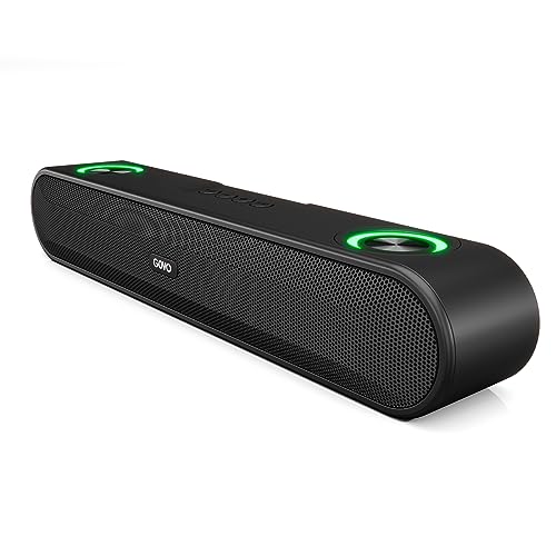 GOVO GoSurround 220 16W Bluetooth Sound bar, 2000 mAh Battery, 2.0 Channel with 52mm Drivers, Multicolor LED Lights with TWS, AUX, Bluetooth and USB (Platinum Black) view 1