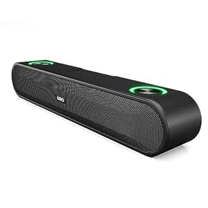 GOVO GoSurround 220 16W Bluetooth Sound bar, 2000 mAh Battery, 2.0 Channel with 52mm Drivers, Multicolor LED Lights with TWS, AUX, Bluetooth and USB (Platinum Black)