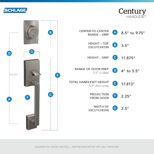 Image of SCHLAGE Front Door Entry Handleset, Plymouth Knob, Satin Nickel | Front door handleset with deadbolt & interior knob, Easy install, Universal fit, Certified security & durability, 2 keys