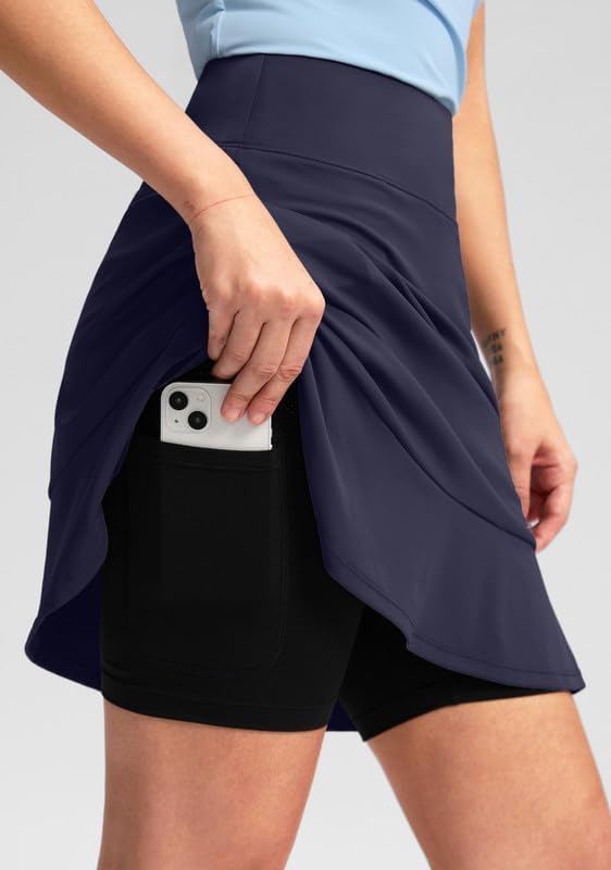Viodia 20" Knee Length Skorts Skirts for Women with Pockets High Waisted Athletic Tennis Golf Skort for Casual Summer - Image 3