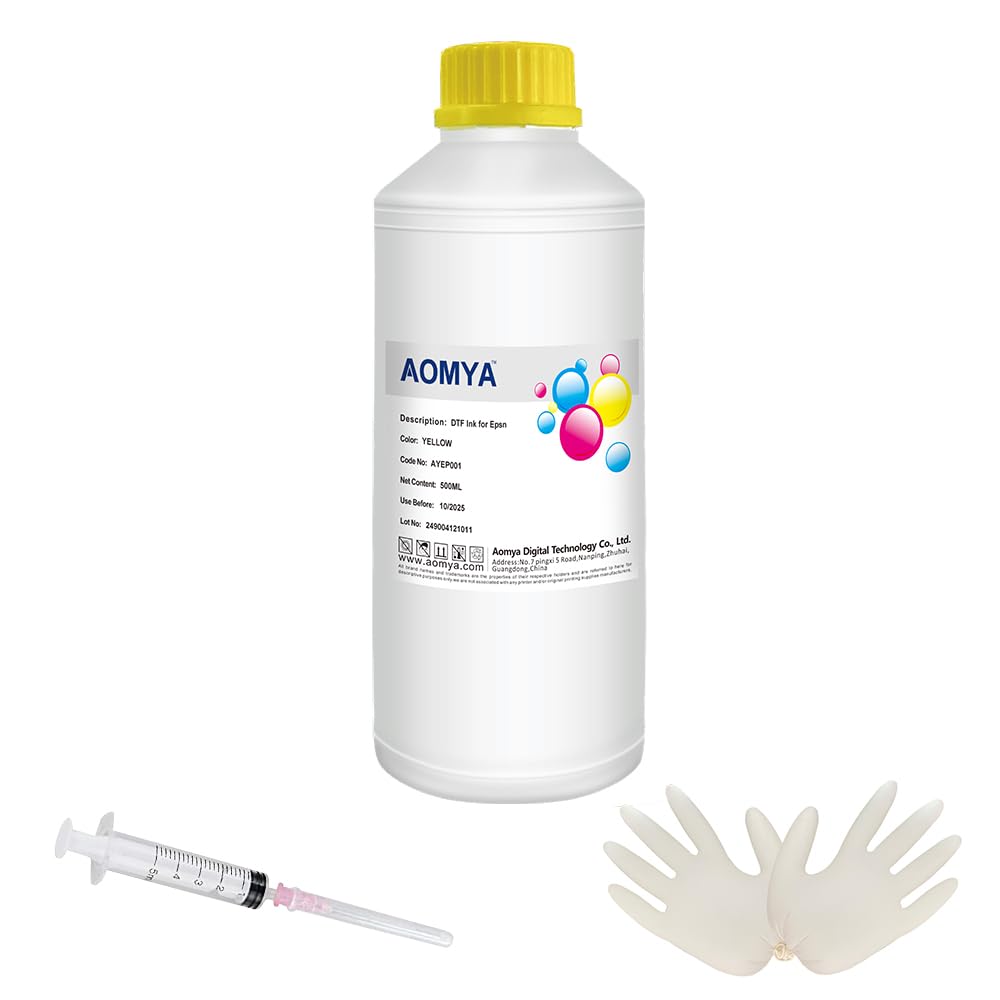 Aomya DTF Ink 500ml DTF Transfer Ink for PET Film Premium DTF Ink for Epsn L1800,L805,ET-8550,R2400,P400,P800,P600,DX5,XP600,XP15000 prinetrs (1.1LB,