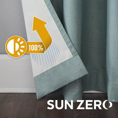 Sun Zero Columbia 2-Pack Thermal Energy Saving 100% Blackout Grommet Curtain Panel Pair, 50" x 63", Misty Blue by Sun Zero - Image 5