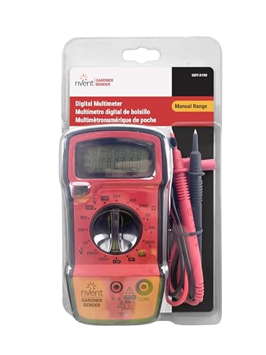Image of nVent GARDNER BENDER GDT-3190 Digital Multimeter, 4-Function, 16-Range | AC /DC voltage, resistance, battery test, 2000 count display, 4 functions, 16 ranges. (Formerly: Gardner Bender)