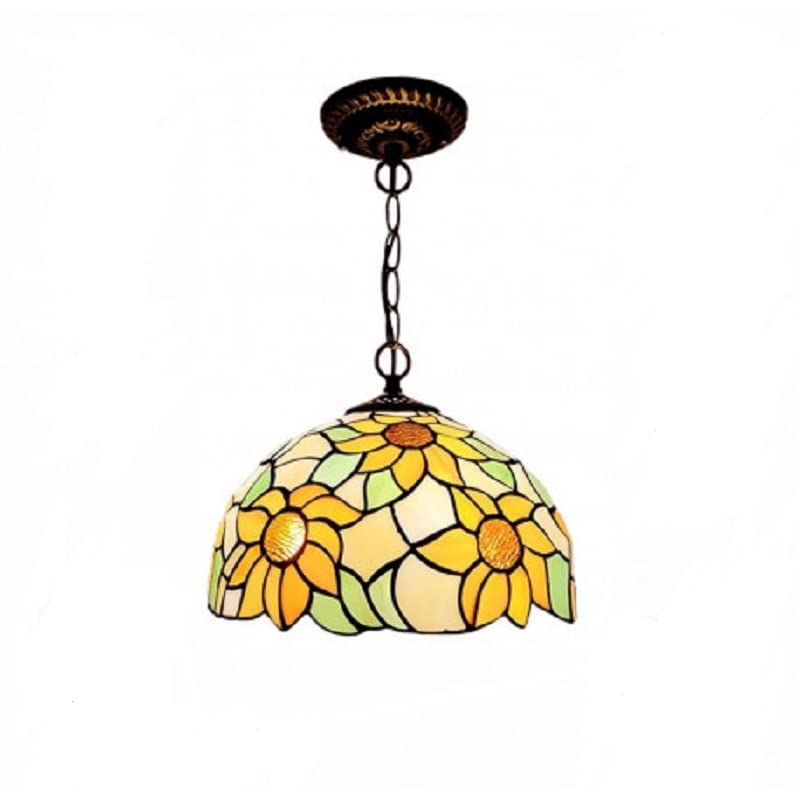 T.E Lustre en vitrail fait main, longueur réglable, taille 30x30x18