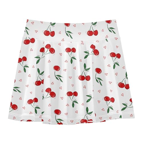 Girls Skorts High Waist Athletic Skirts with Shorts Cherry Stretchy Teens Performance Tennis