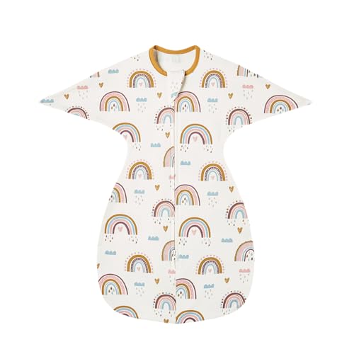 Image of insular Baby Transitional Swaddle with 2-Way Zipper Newborn Sleep Sack Arms Up Infant Sleeping Bag Wearable Blanket, Rainbow, 3-6 Month
