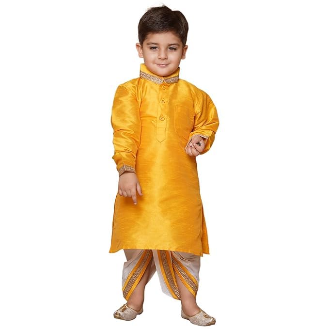 Image of AJ DEZINES Kids Ethnic Wear Pure Cotton Dhoti Kurta Set For Boys