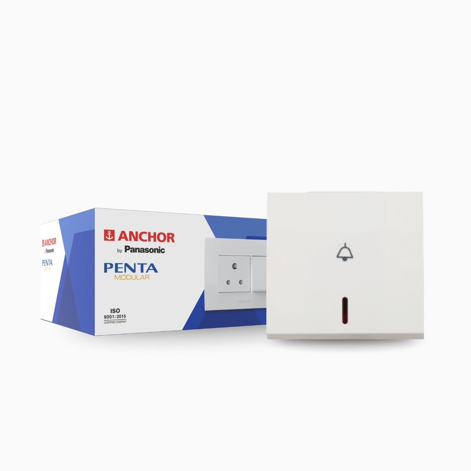 Anchor by Panasonic Penta Modular 6A 2 Module Bell Push with Neon Indica (White, 65066-10)-image-41