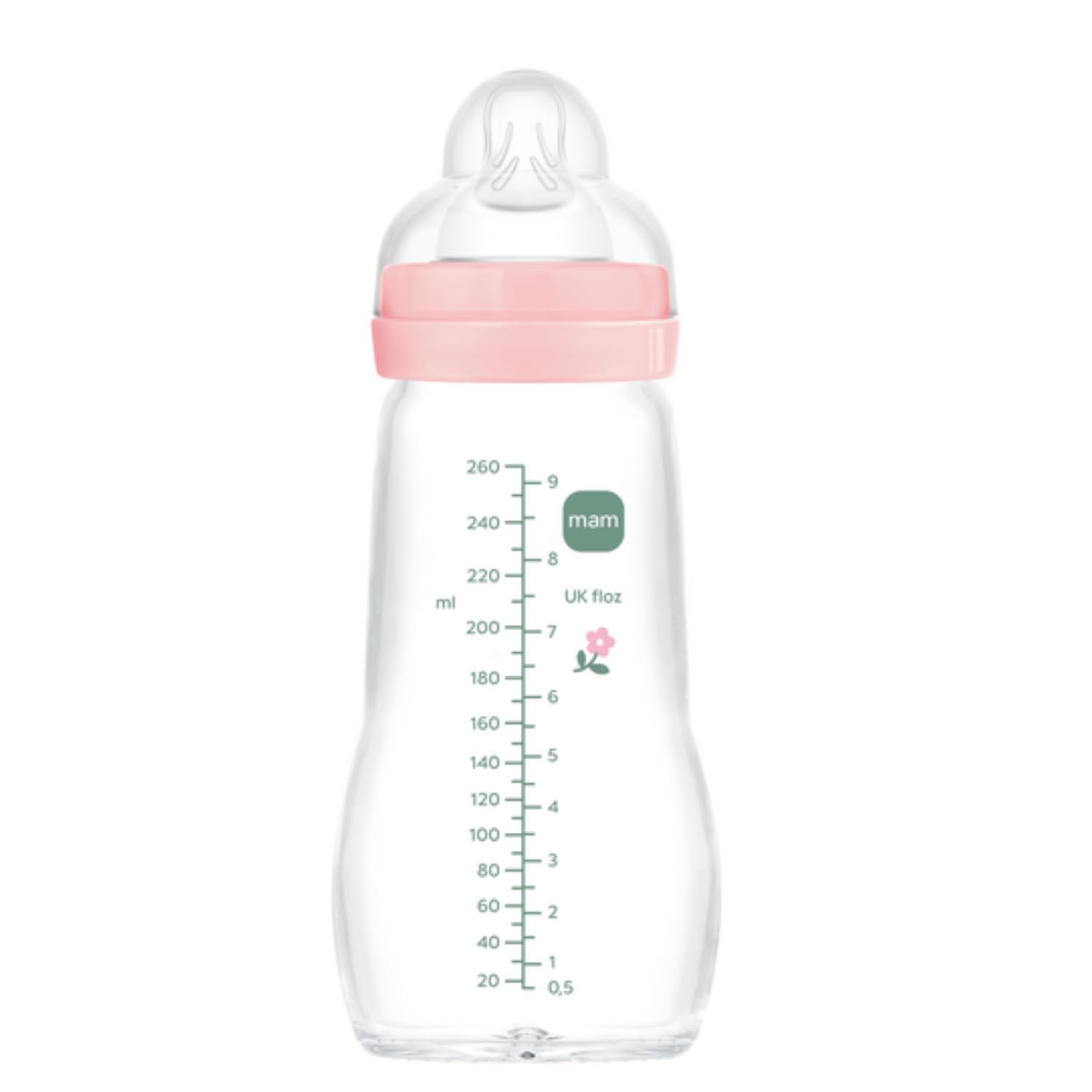 Istruzioni in Lingua Straniera - Mam Biberon di Vetro, 260 Ml, 0+ Mesi, Flusso Tettarella 2, Rosa