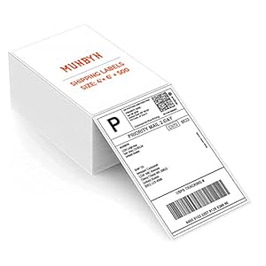 MUNBYN Thermal Labels 4×6 Fanfold for Label Printer, Compatible with Etsy, Shopify, Ebay, Amazon, Royal Mail, FedEx, UPS…
