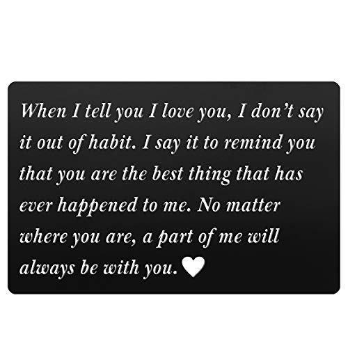 Culivis Engraved Metal Card Insert, Wallet Love Note - Anniversary Card For Men Wallet Insert, Deployment Card For Him, Anniversary Card, Boyfriend Card, Husband Card (Black) #TOP1