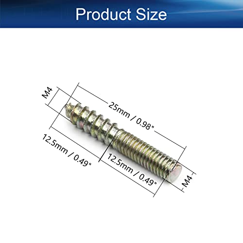 Image of Double Headed Hanger Bolts M4x25mm Carbon Steel Self-Tapping Screw for Pet Furniture, Outdoor Furniture, Household Furniture,Bronze 20PCS