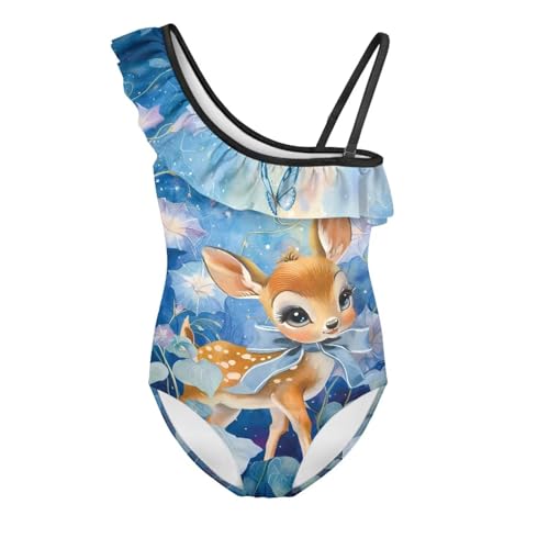Image of Girls Swimsuit One Piece Ruffle Swimsuit Non-Slip Straps UPF 50+ for Girls Size 3-14 Years