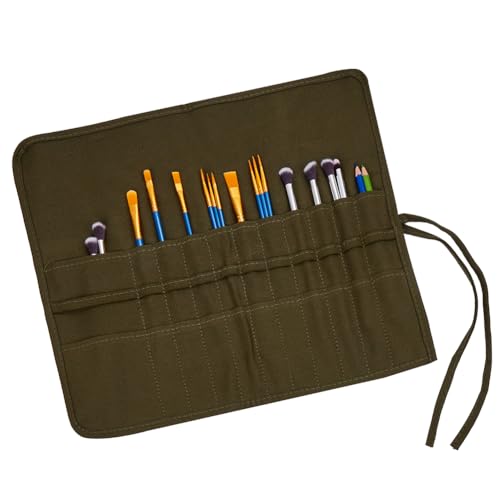 GORGECRAFT Estojo com suporte de pincel de pintura, estojo para lápis de colorir, capa organizadora de enrolar a óleo, aquarela, guache, artista, pincel, rollup, bolsa de papelaria portátil para