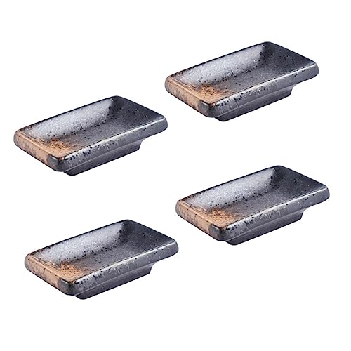 STOBAZA 4Pcs Japanese Style Sauce Dishes Compact Seasoning Bowls for Dipping Sauces for Restaurants and Home Use Retro Design for Soy Sauce and Mustard