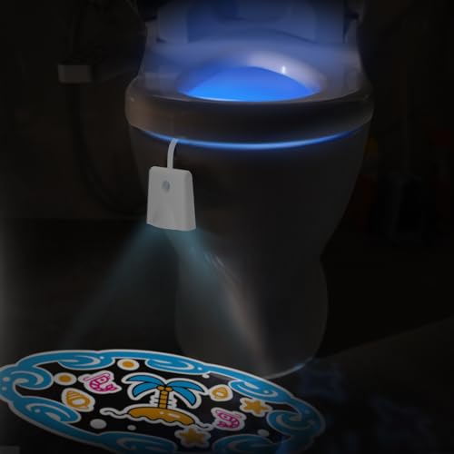 LAVAED WC-Nachtlichte 16 Farben Bewegungsmelder LED-Projektion wiederaufladbar wasserdicht coole Gadgets für Badezimmer (F16-TL5 1 Stück)