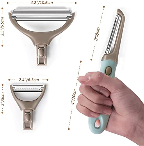 Image of Premium 3 Pcs Set Multipurpose Vegetable Fruit Carrot Peeler 3in1 Sharp Stainless Steel Blades with Interchangeable Handle Potato Slicer Shredder Peeler for Vegetables