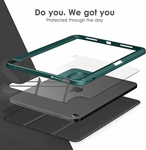 Image of ProElite Case Cover for Apple iPad (A16) 11th /10th Generation (2025 /2022), Transparent case Cover with Pencil Holder for iPad 11th /10th Gen 2025 /2022, Dark Green