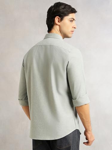 Image of Thomas Scott Men's Premium Slim Fit 100% Cotton Casual Shirt | Button-Down Collar | Full Sleeves | Solid Shirt for Men