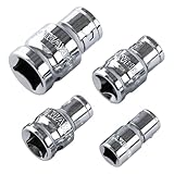 MAXPOWER Hex Bit Holder Socket Set - 1/4' DR to 1/4' & 3/8' DR to 5/16', Quick Change Square Drive Bit Holder Socket Adapters - 4-Piece