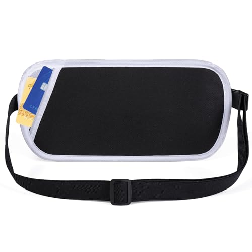 Image of RFID Blocking Money Belt - Passport Holder & Travel Wallet, Slim Hidden Fanny Packs for Women Men - White