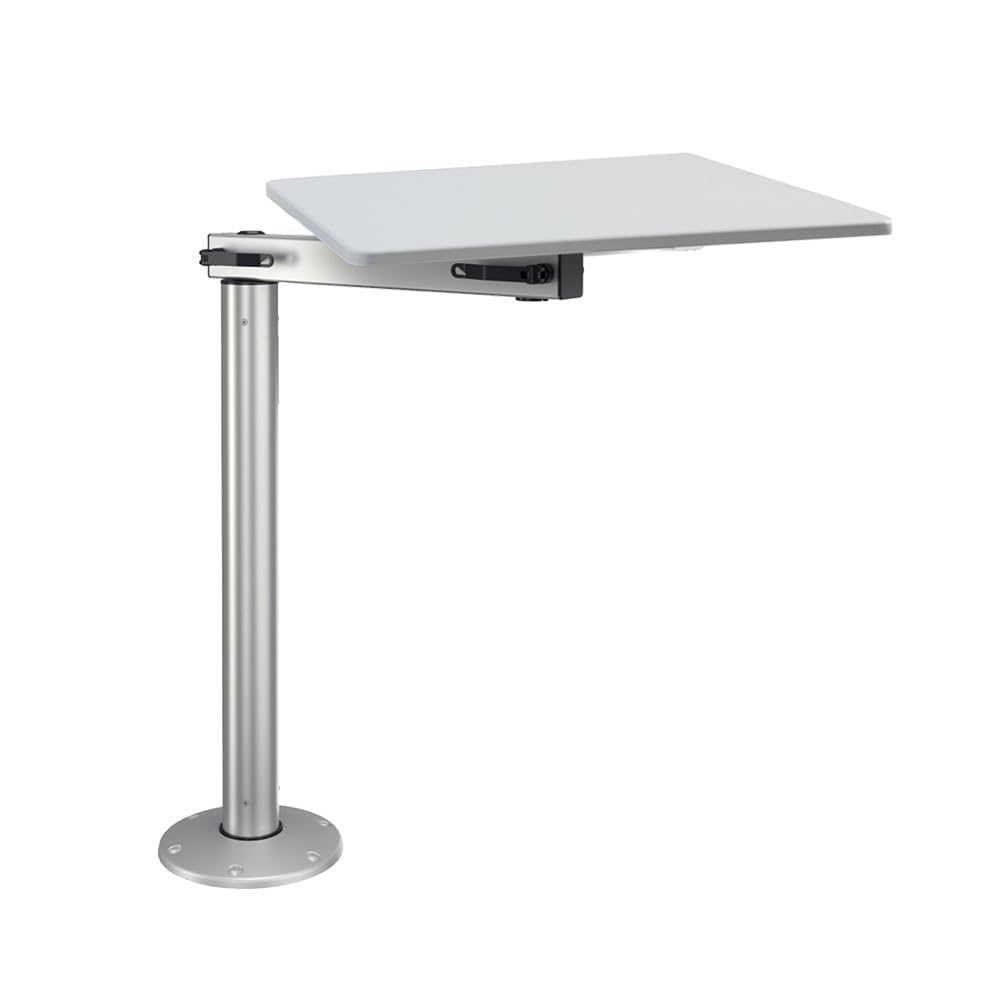 Manufacturers' Select ITC RV Side Table with MOD with Cypress Floor Mount Table Leg System (Light Grey Table Top w/Silver MOD with Cypress Table Leg)