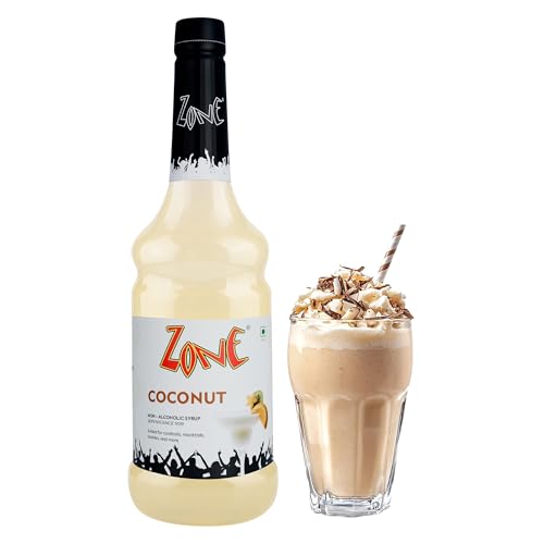 Image of Zone Flavoured Syrups 1000ml - Premium Cafe-Style Syrups for Mocktails, Cocktails, Milkshakes, Coffees, Iced Teas, Sodas & Desserts | Perfect for Home Use, Small Cafes, Bars & Gifting (Coconut)