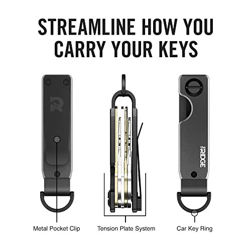 The Ridge Key Organizer - Compact Metallic Key Holder | Minimalist Innovative Keyholder | Smart Keychain Secures 2-6 Keys (Aluminium Gunmetal) #TOP1