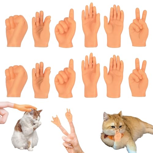 Mini Hände 16 Stück Kleine Hände Set Mini Hände Fingerpuppen Interessant Mini Fingerpuppen Dauerhaft Kleine Scherzartikel Mini Hande für Katzen Haustier Spiele Party Halloween
