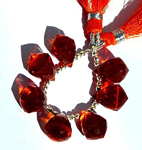 Quartz orange facetté LKBEADS briolettes lustre de 9x14 mm pour création de bijoux DIY