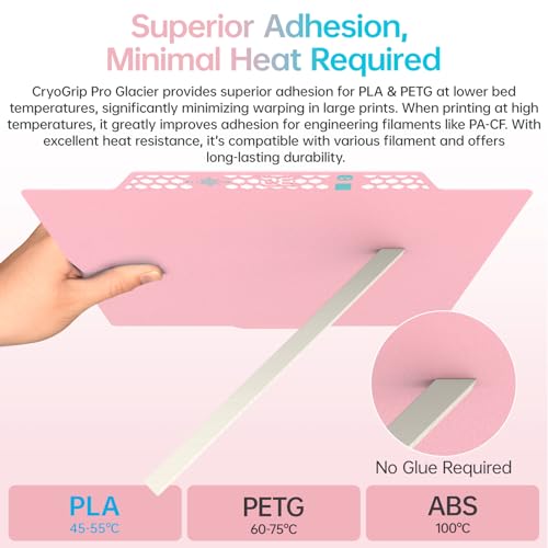 Image of BIQU CryoGrip Pro Glacier Build Plate for Bambu-Lab 3D Printers | X2D P2S P1S P1P X1C X1E A1, Double-Sided Fine Textured Spring Steel Sheet, Firm Adhesion, 257x257mm, Pink