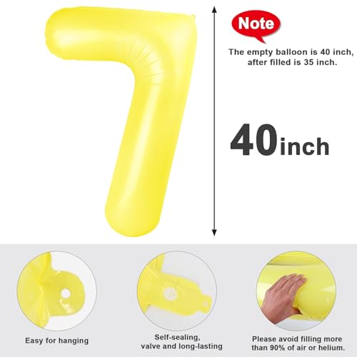 Image of 7 Balloon Numbers Birthday Decorations, 40In Yellow Balloons for Men Women | Eye-catching Appearance, Perfect Decorative Centerpieces, Convenient Self-sealing Structure, Widely for Various Occasions