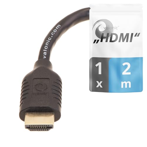 valonic HDMI Kabel kurz, 20cm (10cm Kabel + 10cm Steckerl&auml;nge) - 4k, ARC, UHD, Full HD, Ethernet - schwarz - 0,2m TV Kabel, Monitorkabel, kurzes HDMI Kabel f&uuml;r PS5, PC, Switch