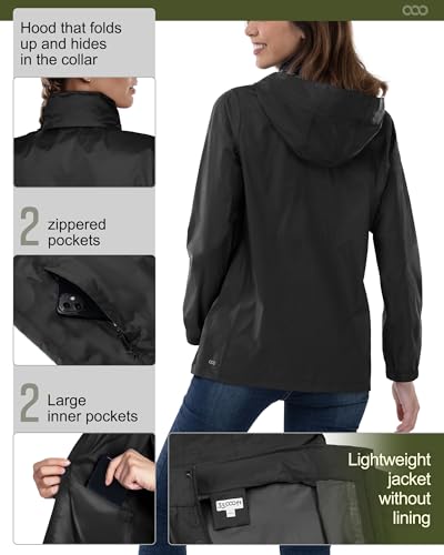 33,000Ft Women'S Rain Jacket Waterproof Lightweight Packable Raincoat With Hood For Golf Hiking Travel Windbreaker thumb #4