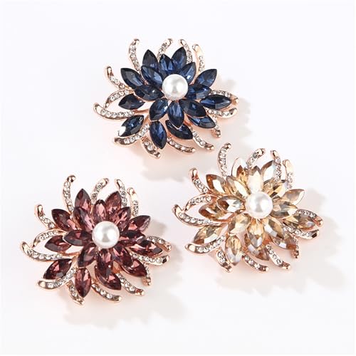 Image of Vintage Crystal Flower Brooch Fashion Crystal Large Flower Brooch Rhinestone Multicolor Collar Pin Shiny Zircon Corsage Sweater Pin Holiday Party Fashion Dress Jewelry for Women
