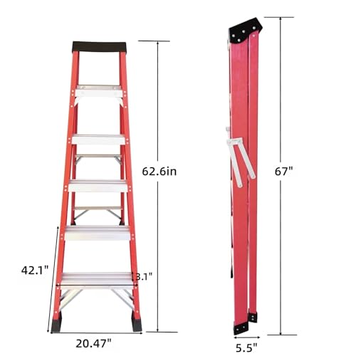 Image of Fiberglass Step Ladder, 500-Pound Load Capacity