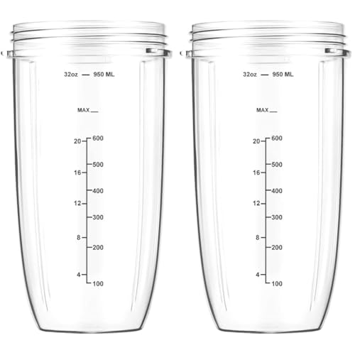 for Nutribullet Cup 2 Pack, 950ml Nutri Bullet Blender Cups, Replacement Cup Accessories Fit NutriBullet 600W 900W Nutrient Extractor