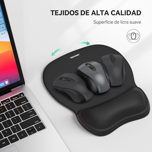 TECKNET Alfombrilla Ratón con Ergonómica, Reposamuñecas Mouse Pad con Apoyo, Alfombrilla Gaming de Gel Fresco y Transpirable, Impermeable y Fácil de Limpiar, Almohadilla Raton de PU Antideslizante - imagen 4