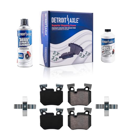 Image of Detroit Axle - Rear Brake Pads for BMW 2008-2013 135i 135is, Ceramic Brake Pads with Hardware 2009 2010 2011 2012 Replacement