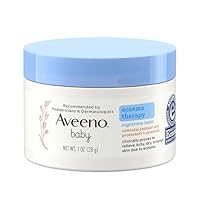 Aveeno Baby Eczema Therapy Nighttime Moisturizing Balm, Colloidal Oatmeal & Ceramide, Soothes & Relieves Dry, Itchy Skin from Eczema, Hypoallergenic, Fragrance-Free, Travel Size, 1 oz