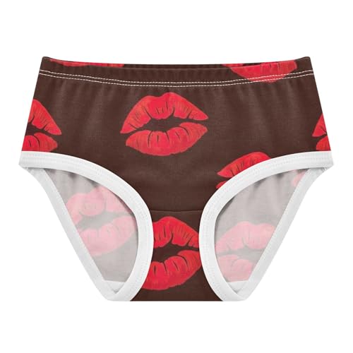 Girls Underwear Toddlers 2t Cotton Cute Panties Girl Personalized Briefs Girls Undies Red Lips Tan Brown