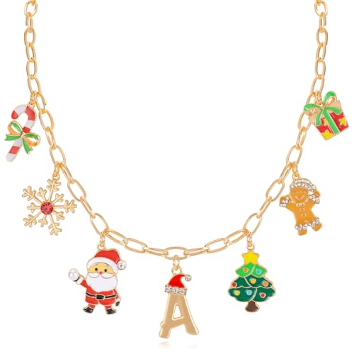 Coffret Cadeau coloré avec Charme de Noël Lettre A Initiale pour Femme