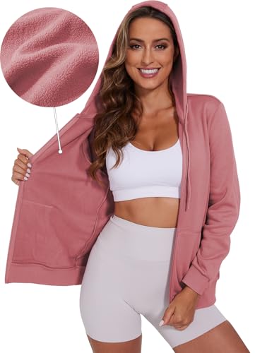 SMENG Womens Zip Up Hoodies Long Sleeve Fit Hooded Sweatshirts Fleece Lined 2026 Casual Lightweight Jacket - Image 4