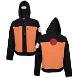 Ripple Junction Naruto Shippuden Men's Hooded Sweatshirt Anime Cosplay Costume Forehead Protector Large Orange