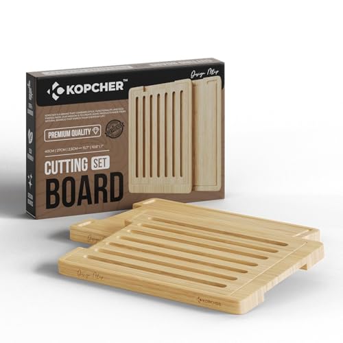KOPCHER Bamboo Cutting Board Set of 2, 15.6