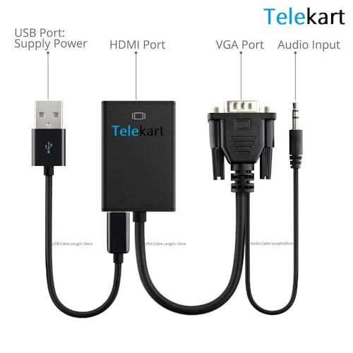 Image of Combo VGA to HDMI Adapter with 4k 1.5M HDMI Cable | Unidirectional (VGA to HDMI Only) | 1080P Full HD Converter for Laptop /PC to Monitor /Projector /TV Compatible | 6 Months Warranty